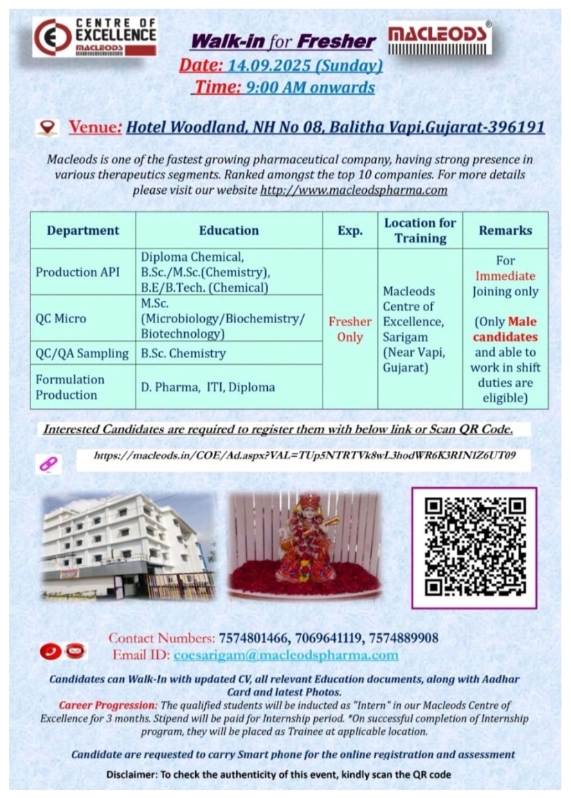Macleods pharma jobs