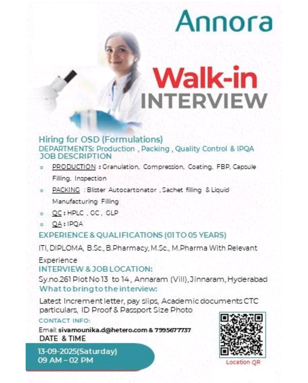 Job Opening for Annora Pharma pharma jobs