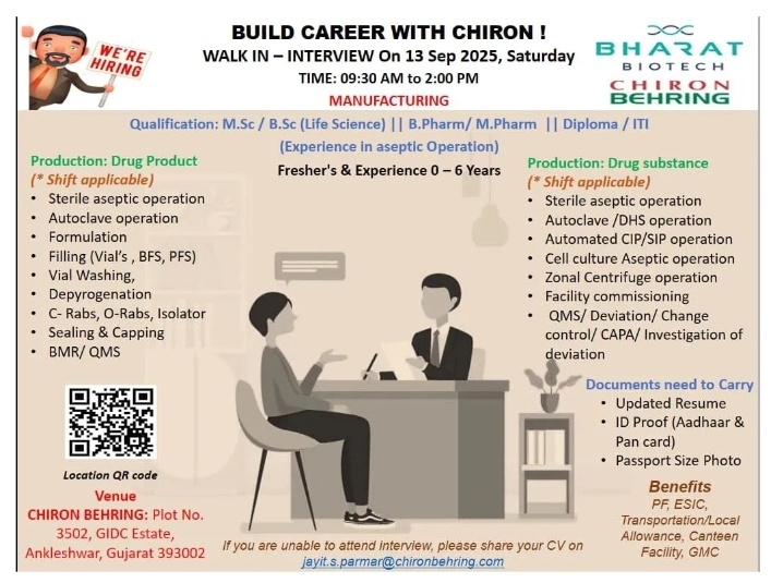 Chiron Behring Pharma Jobs - 2025