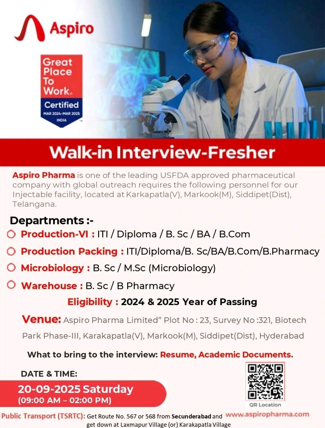 Job opening at Aspiro Pharma pharma jobs