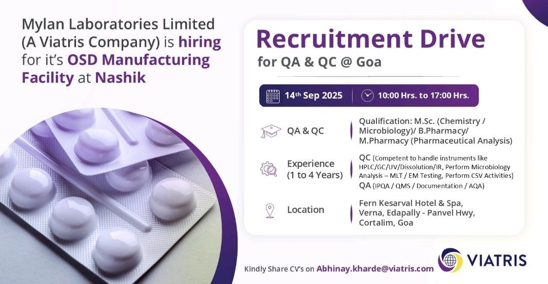 Viatris Pharma jobs in Goa 2025