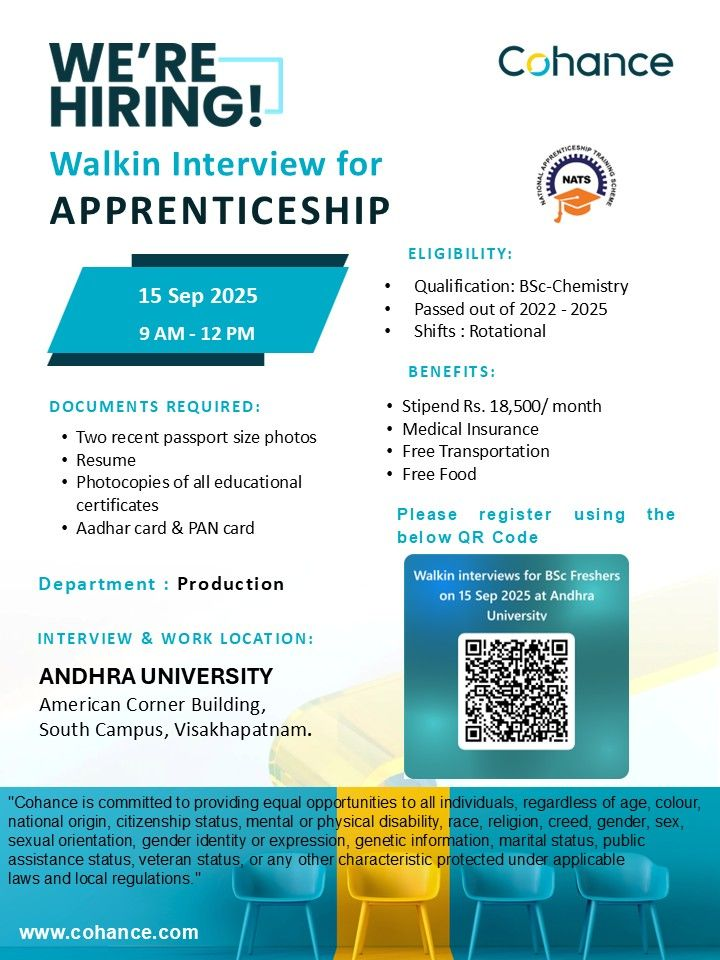 Cohance Pharma jobs in Visakhapatnam – Apprenticeship 2025