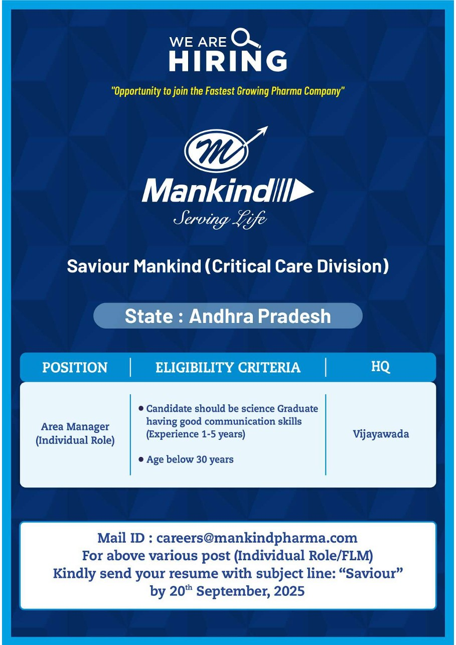 Mankind Pharma Jobs in Vijayawada – Apply Now for Sales Roles