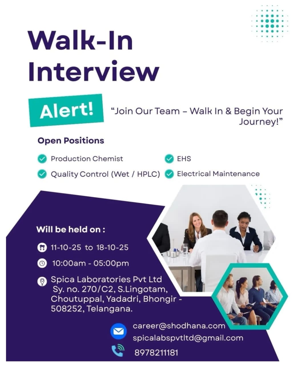 Job Opening at Spica Laboratories