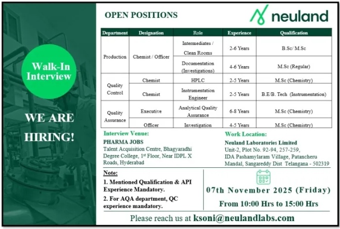 Neuland pharma jobs 2025